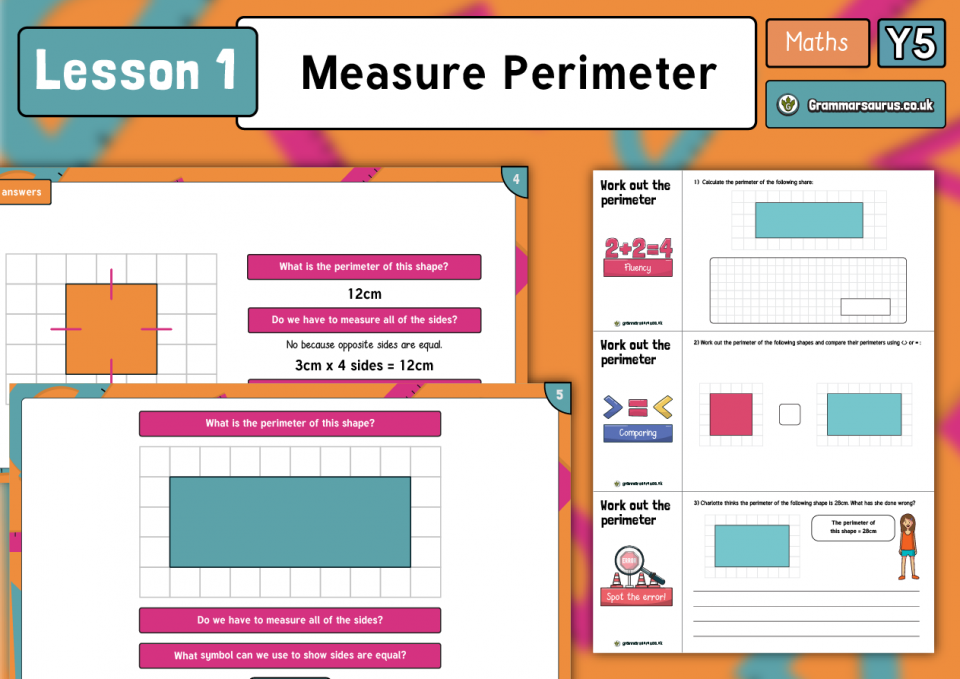 Year 5 Perimeter and Area - Measure Perimeter - Lesson 1 - Grammarsaurus