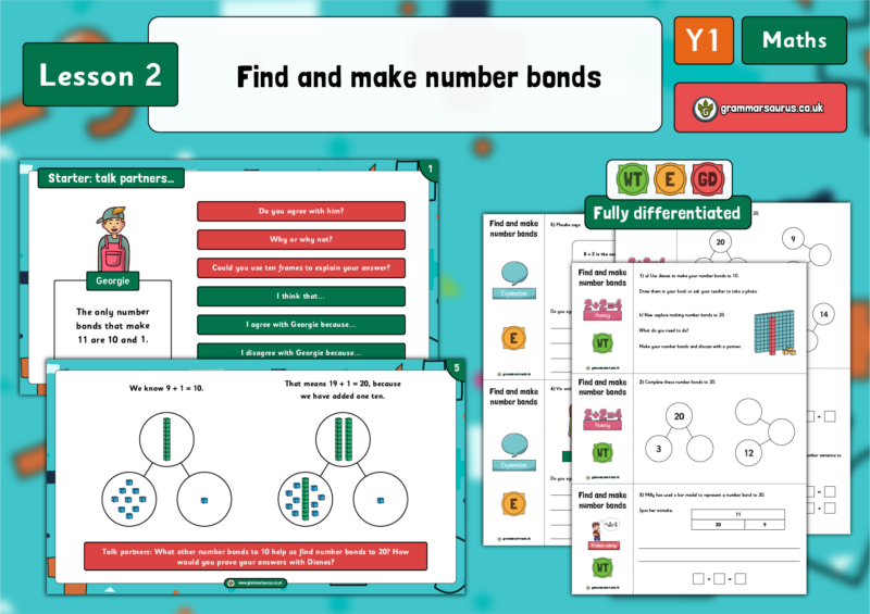 Year 1 Addition and Subtraction within 20 - Find and Make Number Bonds ...