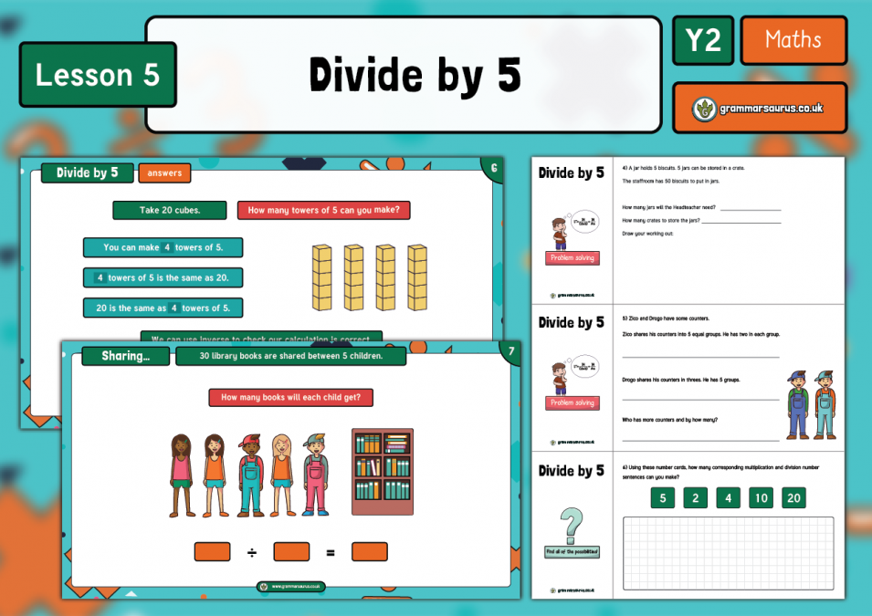 Year 2 Multiplication And Division Divide By 5 Lesson 5 Grammarsaurus
