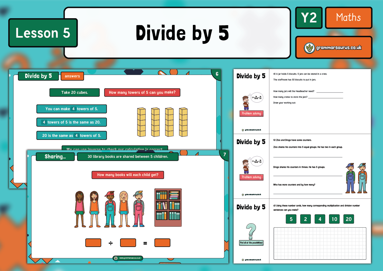 Year 2 Multiplication and Division Divide by 5 Lesson