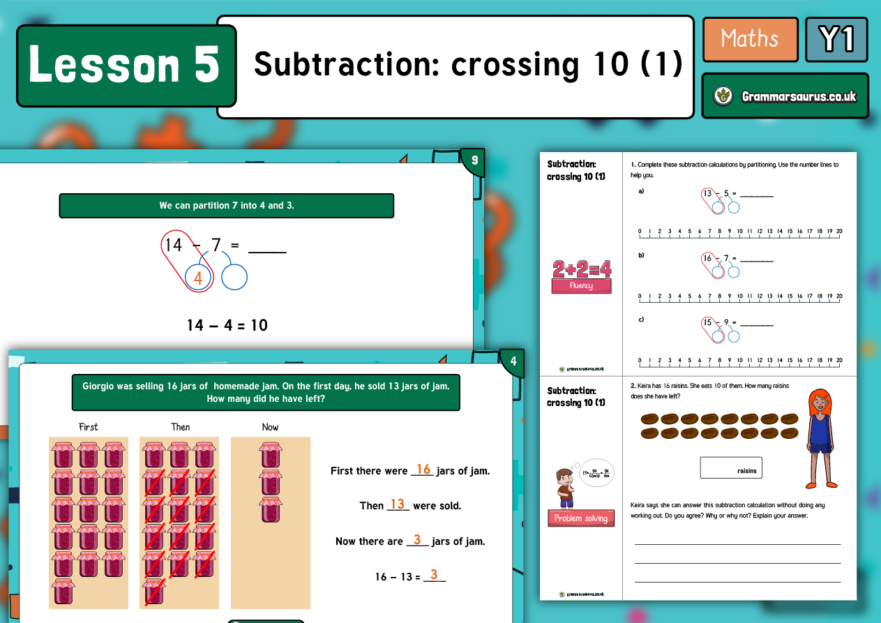 Year 1 Addition and Subtraction within 20 - Subtraction, Crossing 10 ...