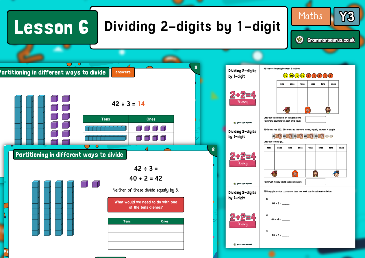 year 3 multiplication and division part 2 dividing 2 digits by a 1