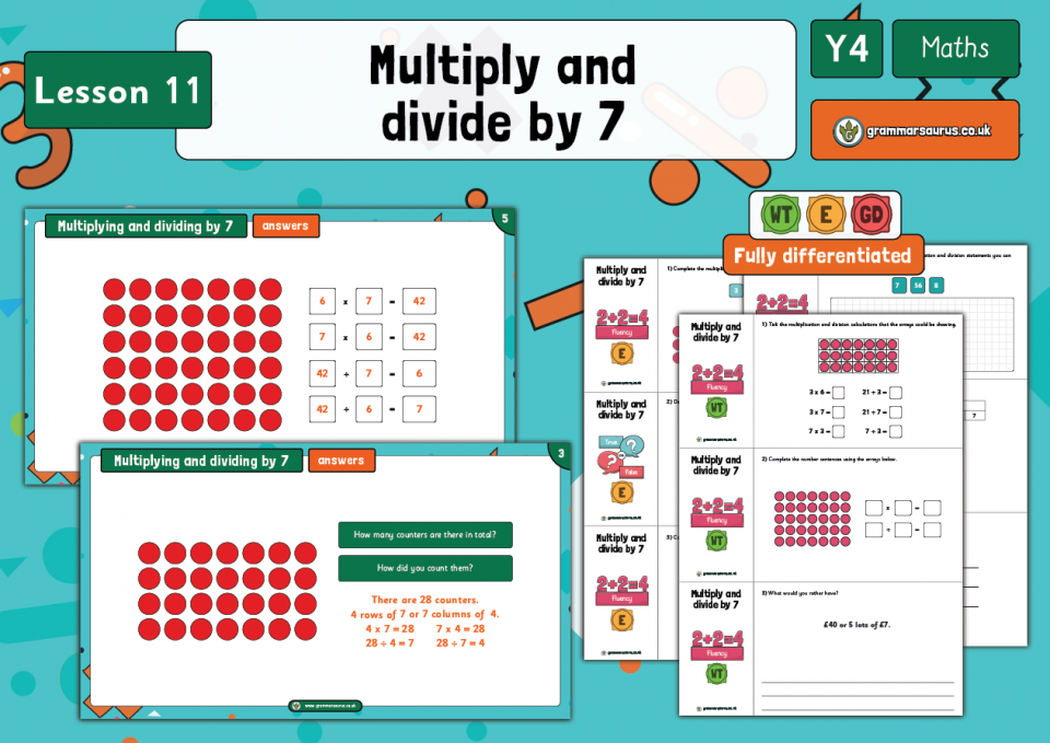 Year 4 Multiplication and Division – Multiply and divide by 7 – Lesson ...