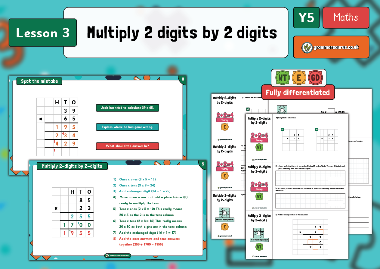 Year 5 Multiplication and Division (Part 2) - Multiply 2 digits by 2 ...