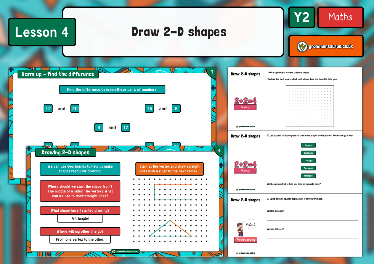 Year 2 Properties Of Shape Draw 2 D Shapes Lesson 4 Grammarsaurus 8282