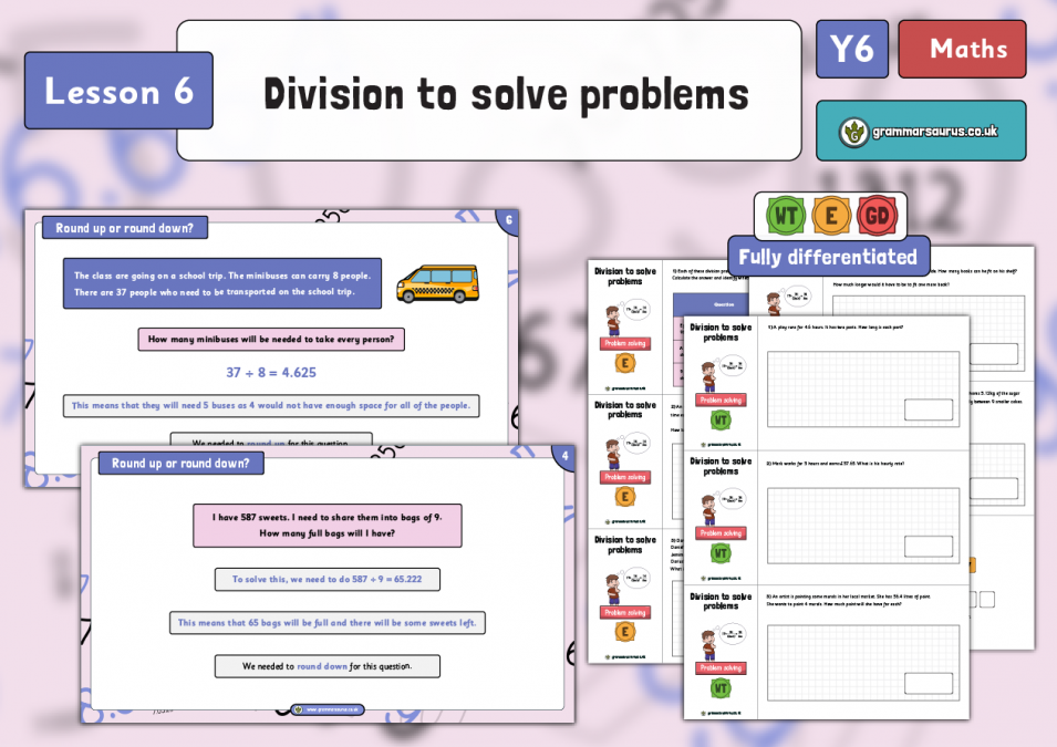 Year 6 Decimals – Division to solve problems – Lesson 6 - Grammarsaurus
