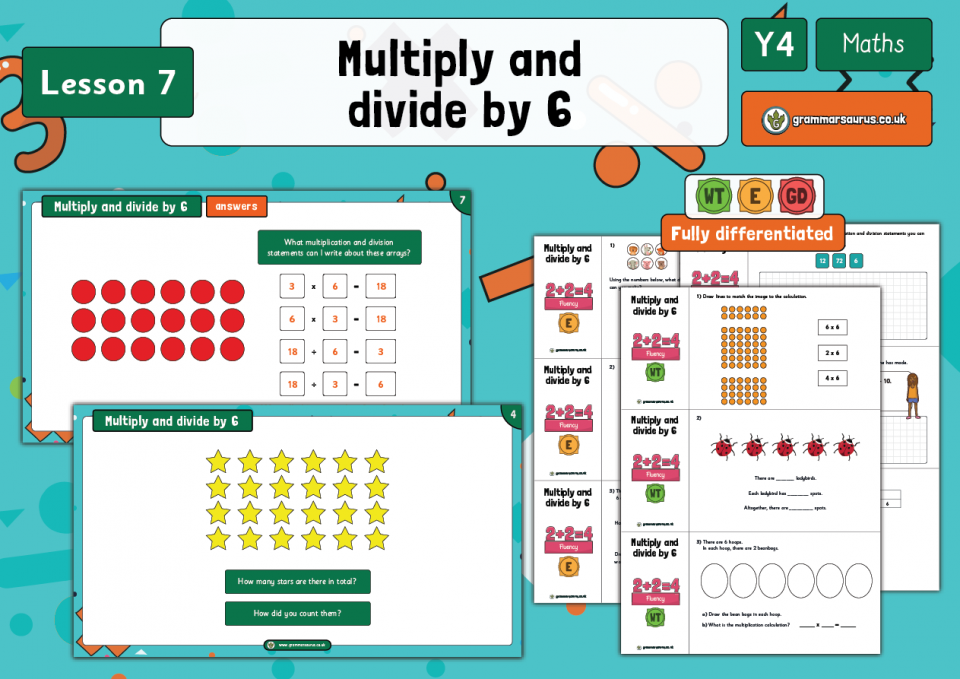 Year 4 Multiplication and Division - Multiply and divide by 6- Lesson 7 ...