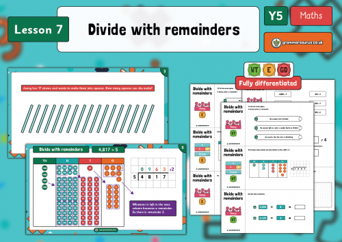 Year 5 Multiplication And Division (part 2) - Divide With Remainders 