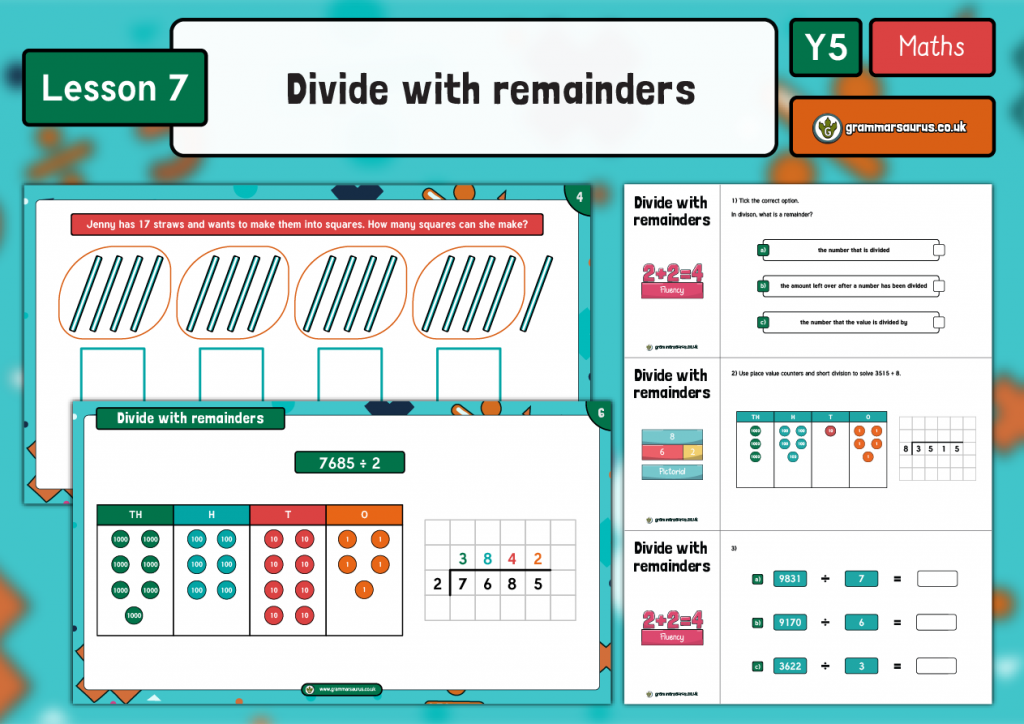 Year 5 Multiplication and Division (Part 2) - Divide with remainders ...