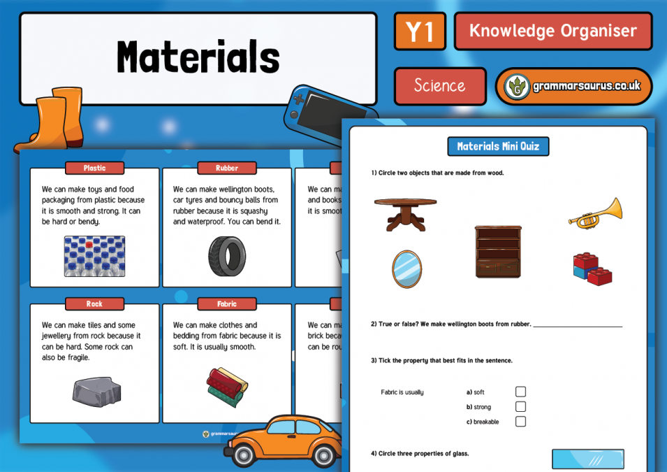Year 1 Science Materials Knowledge Organiser Grammarsaurus