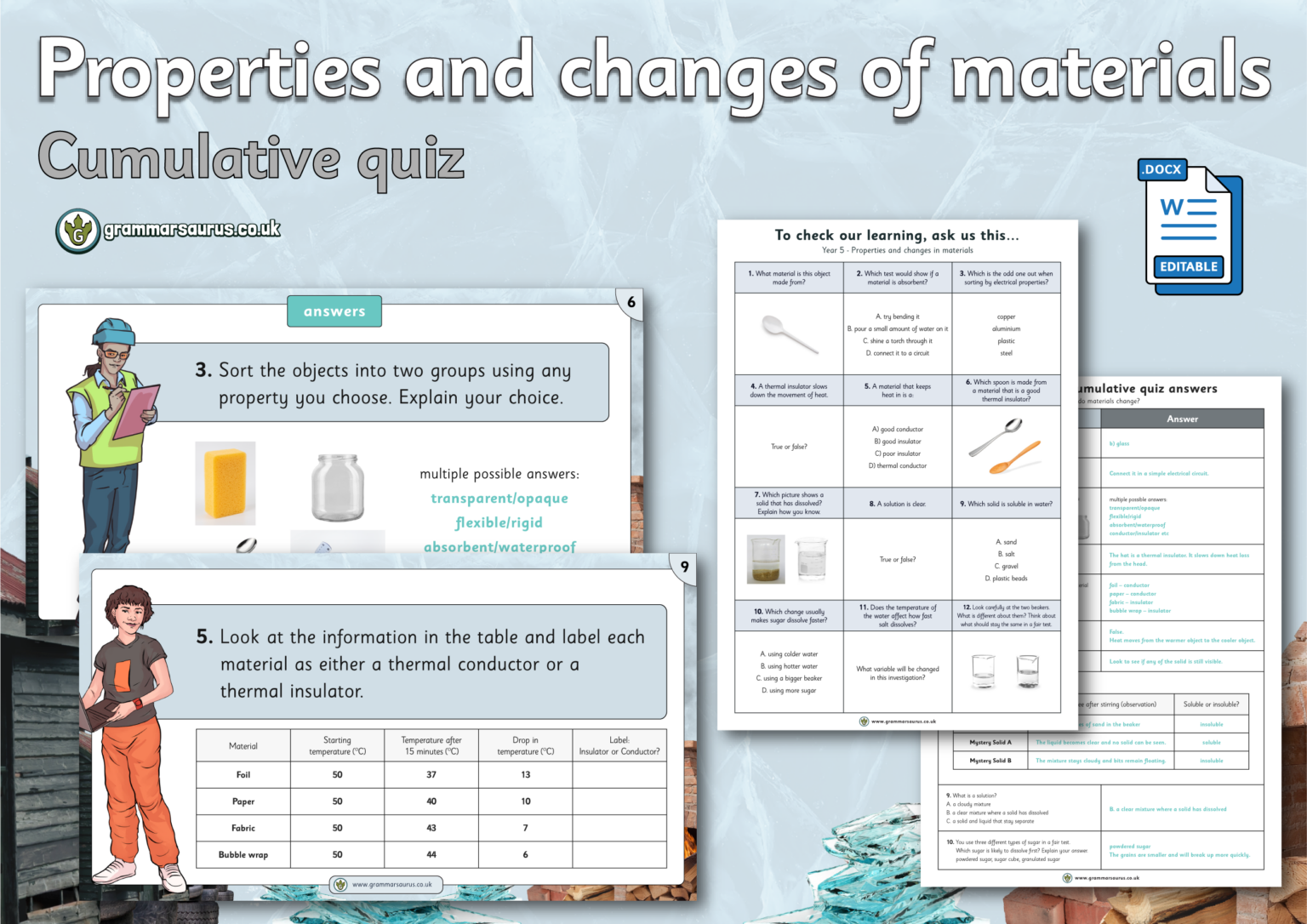 Year 5 Science – Properties and changes of materials – Cumulative quiz ...