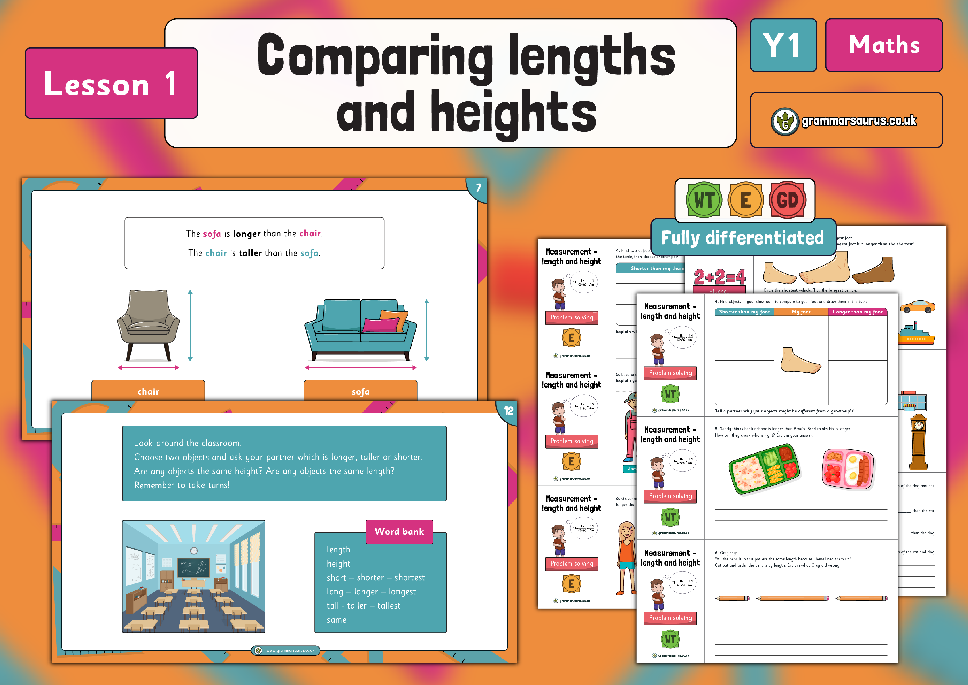 Year 1 Length And Height Compare Lengths And Heights Lesson 1 Year 1 Length And Height Compare Lengths And Heights Lesson 1