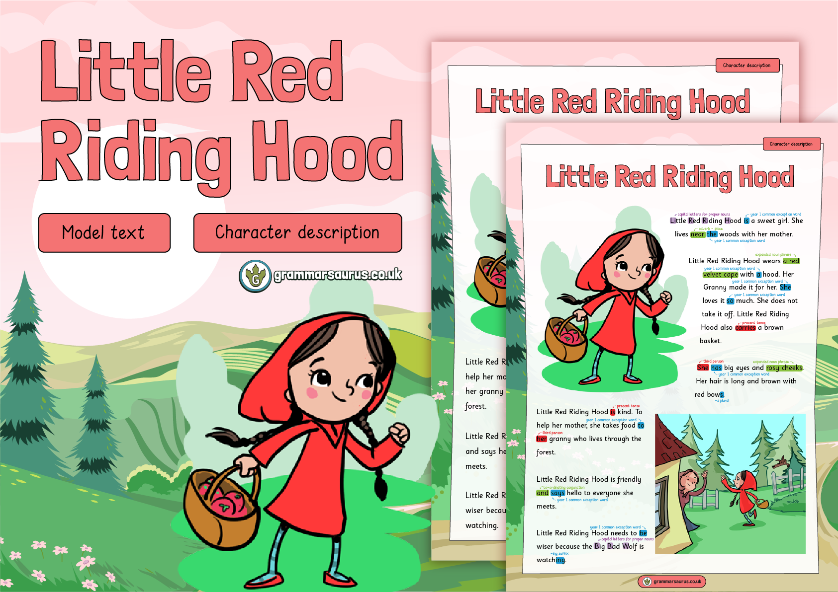 Year 1 Model Text Character Description Little Red Riding Hood P1 Kindergarten Senior Infants Grammarsaurus