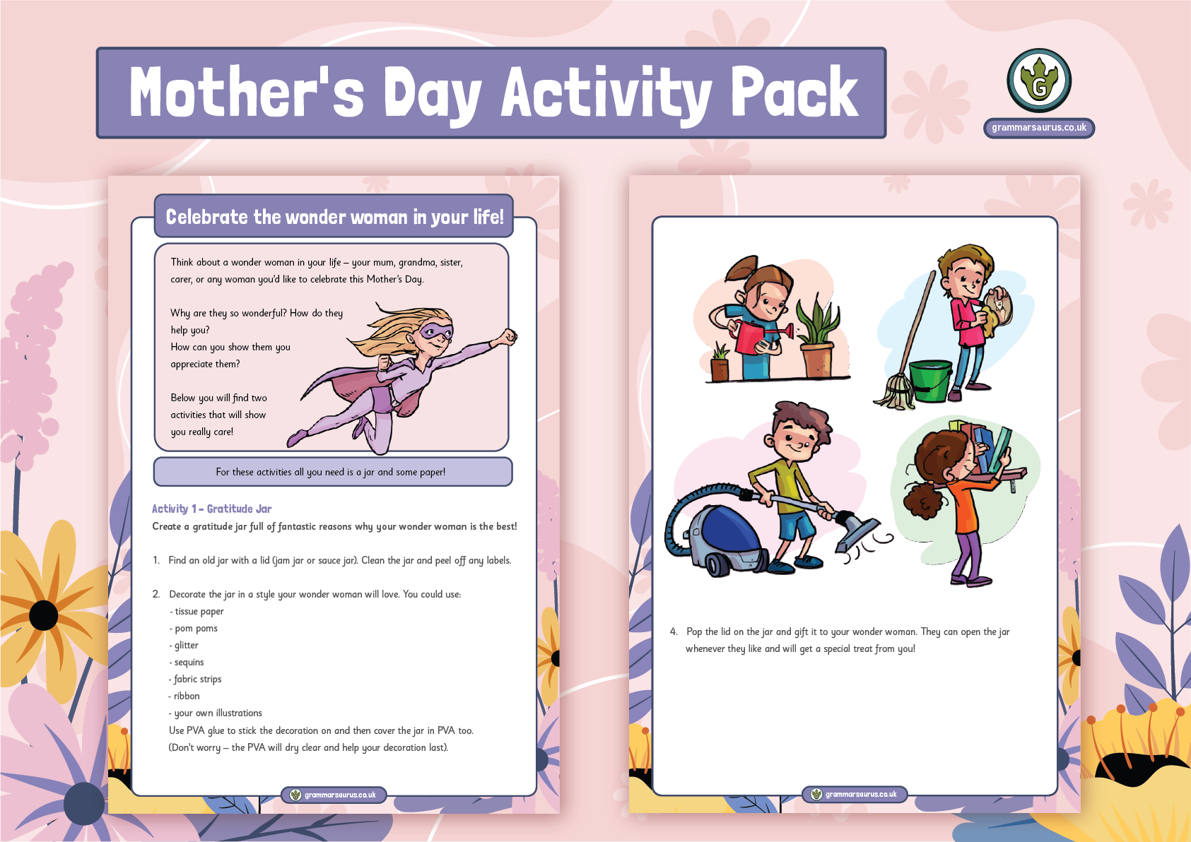 Mother's Day Love Jars and Activity Pack, Mother's Day gift