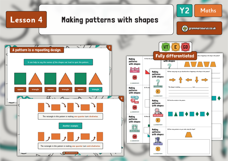 Year 2 Position and Direction - Making patterns with shapes - Lesson 4 ...