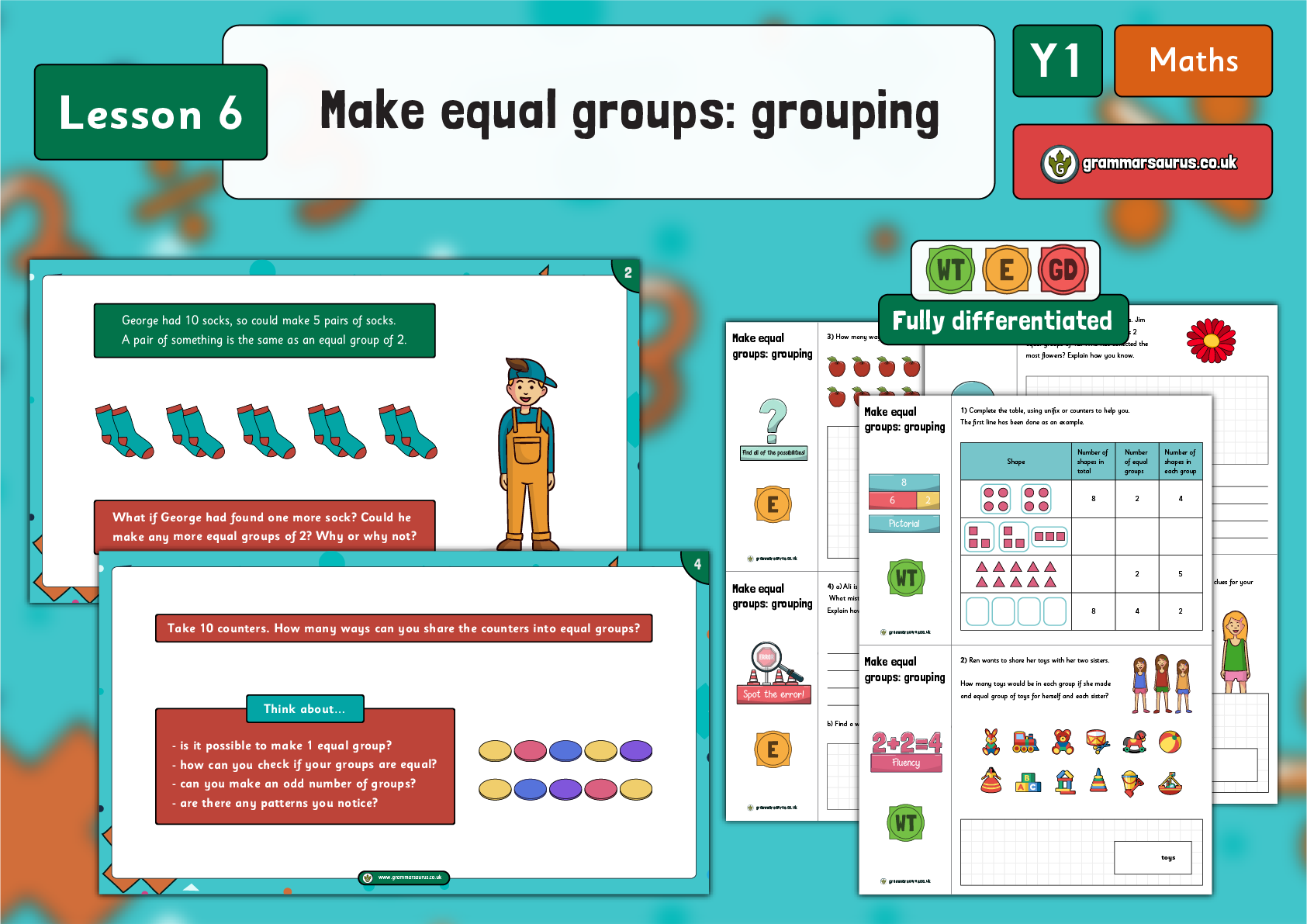 Year 1 Multiplication And Division Make Equal Groups Grouping Lesson 6 Grammarsaurus