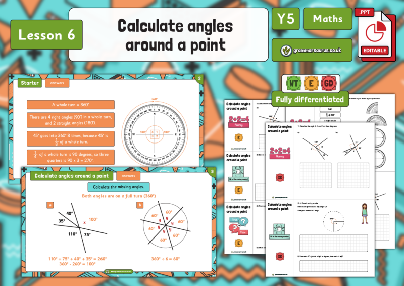 Year 5 Properties of Shape - Calculate angles around a point - Lesson 6 ...