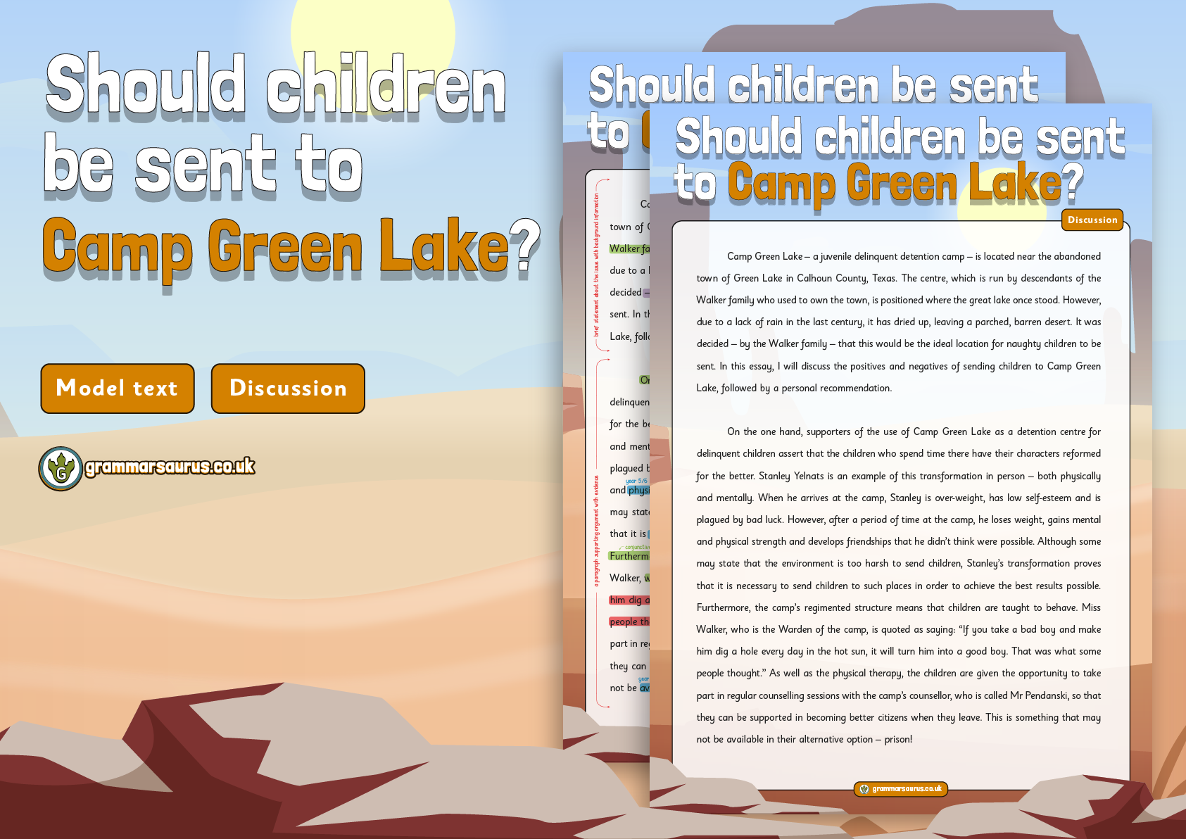 Holes Book Report (Setting)- Camp Green Lake Brochure