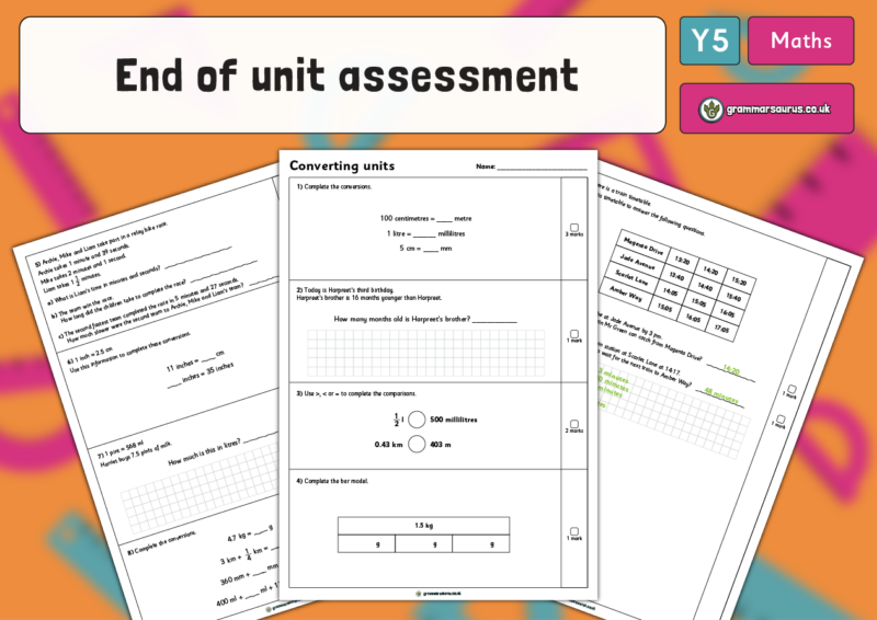 Year 5 Converting Units – End of unit assessment - Grammarsaurus