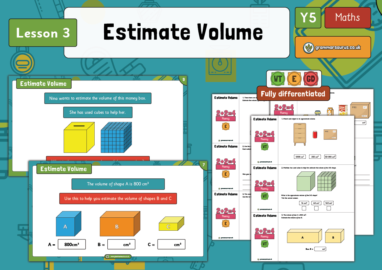 estimate volume year 5 problem solving
