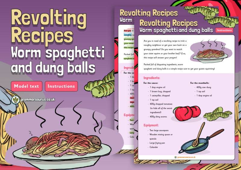 Year 3 Model Text Instructions Revolting Recipes Worm spaghetti