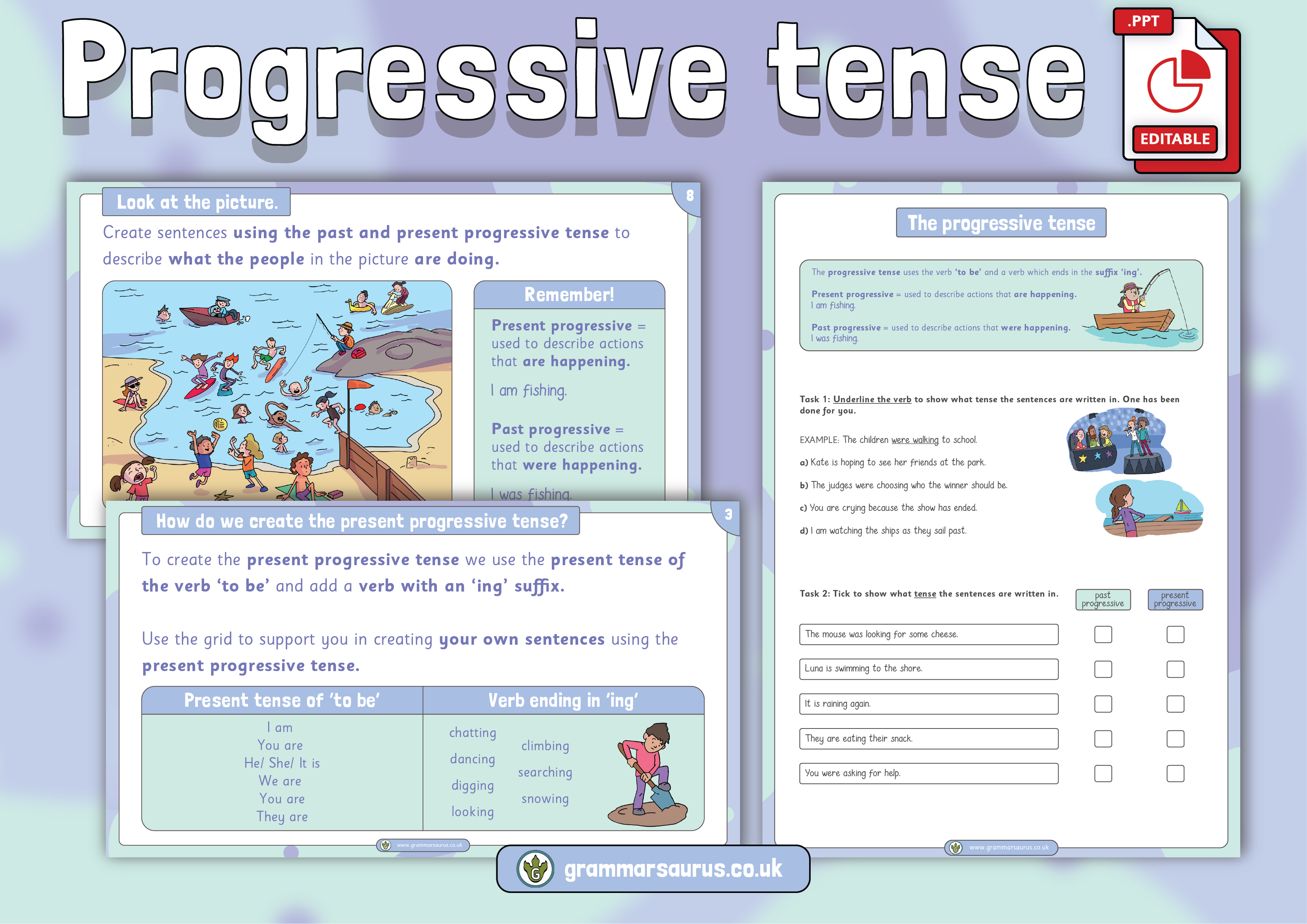 Past And Present Progressive Tense Worksheet Year 6