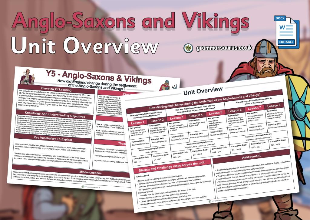 Year 5 History - Anglo-Saxons And Vikings - Unit Overview - Grammarsaurus