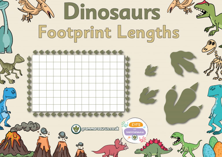 Eyfs Dinosaurs Length Footprints Grammarsaurus