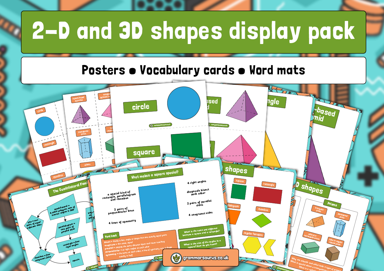 2-D and 3-D Shapes Display Pack - Grammarsaurus