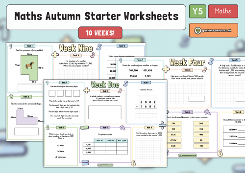 Year 5 Weekly Maths Starters – Autumn - Grammarsaurus