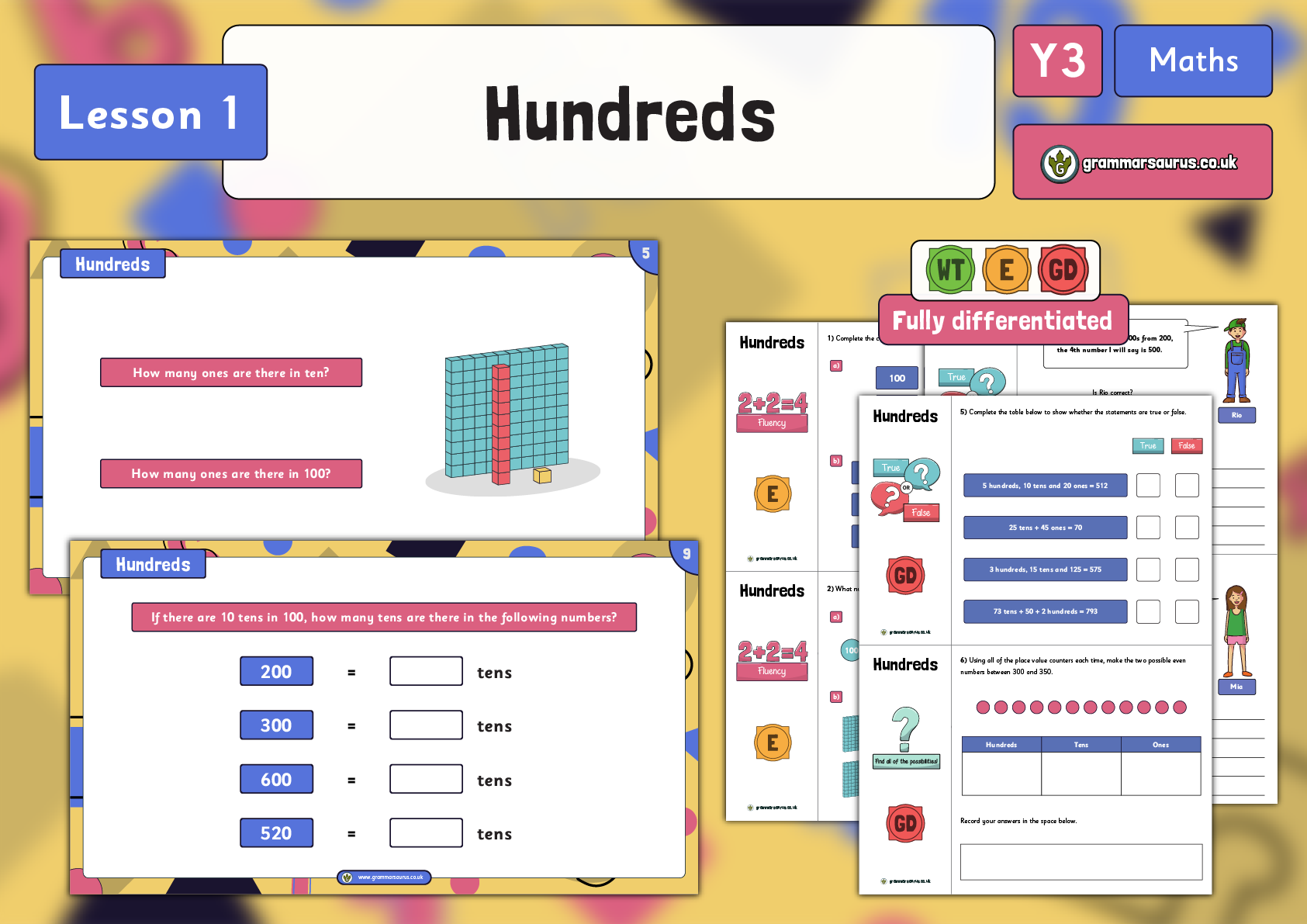 Year 3 Place Value - Hundreds - Lesson 1 - Grammarsaurus