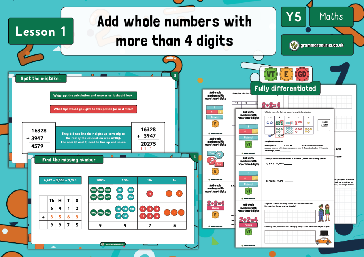 Year 5 Addition And Subtraction - Add Whole Numbers With More Than 4 ...