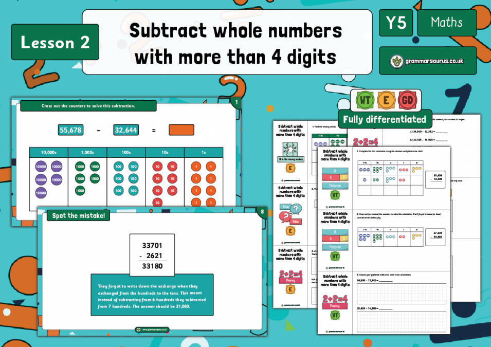 Year 5 Addition and Subtraction - Subtract whole numbers with more than ...