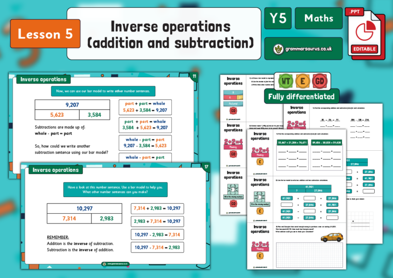 Year 5 Addition And Subtraction Inverse Operations addition And Subtraction Lesson 5