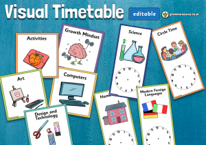 KS2 Visual Timetable (editable) - Grammarsaurus