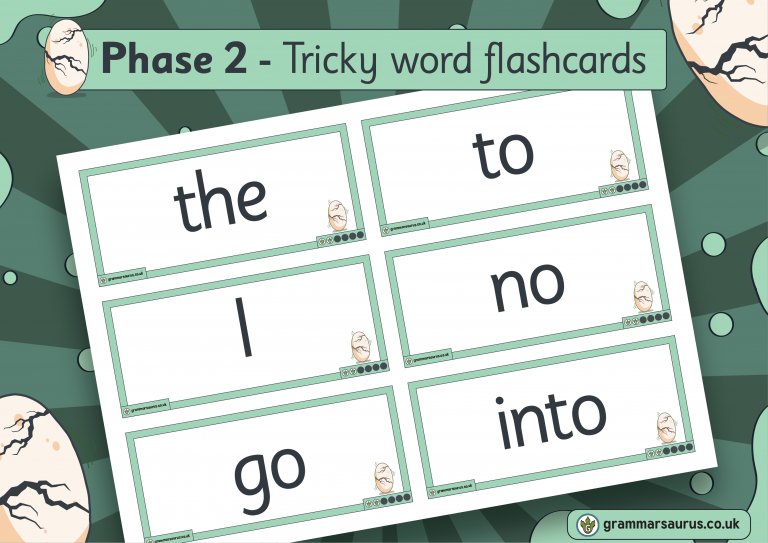 Phonics Phase 2 Tricky Word Flashcards Grammarsaurus