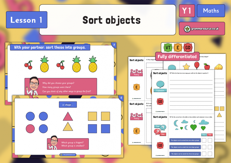 Year 1 Place Value Within 10 Sort Objects Lesson 1 Grammarsaurus 4171