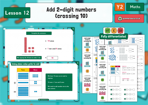 Year 2 Addition and Subtraction - Add 2-digit numbers (crossing 10 ...