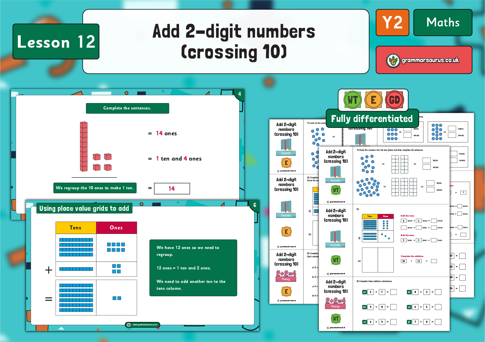 Year 2 Addition And Subtraction Add 2 digit Numbers crossing 10 