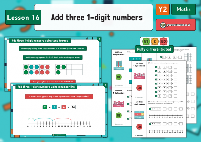 Year 2 Addition and Subtraction - Add three 1-digit numbers - Lesson 16 ...