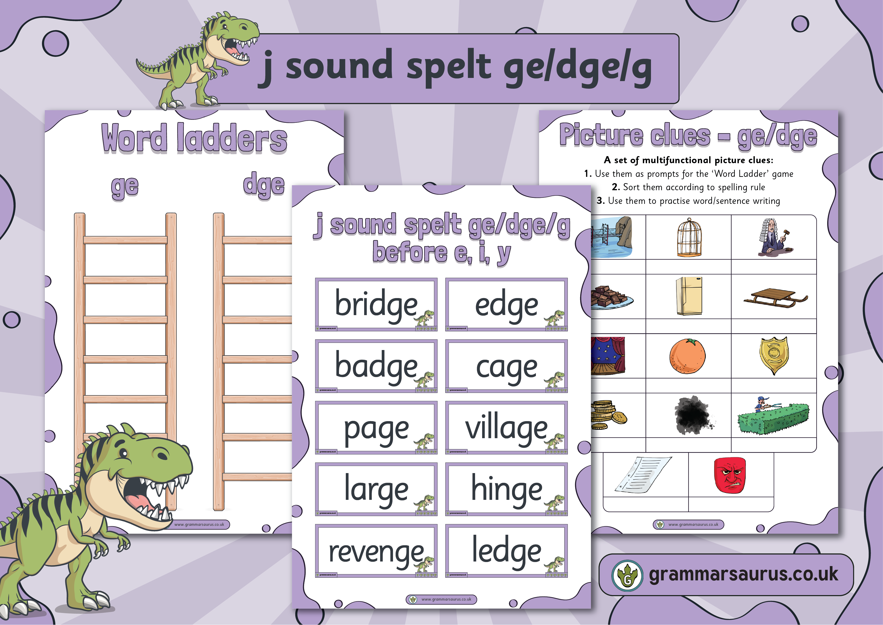 Phonics Phase 6 J Sound Spelt Ge dge g Grammarsaurus