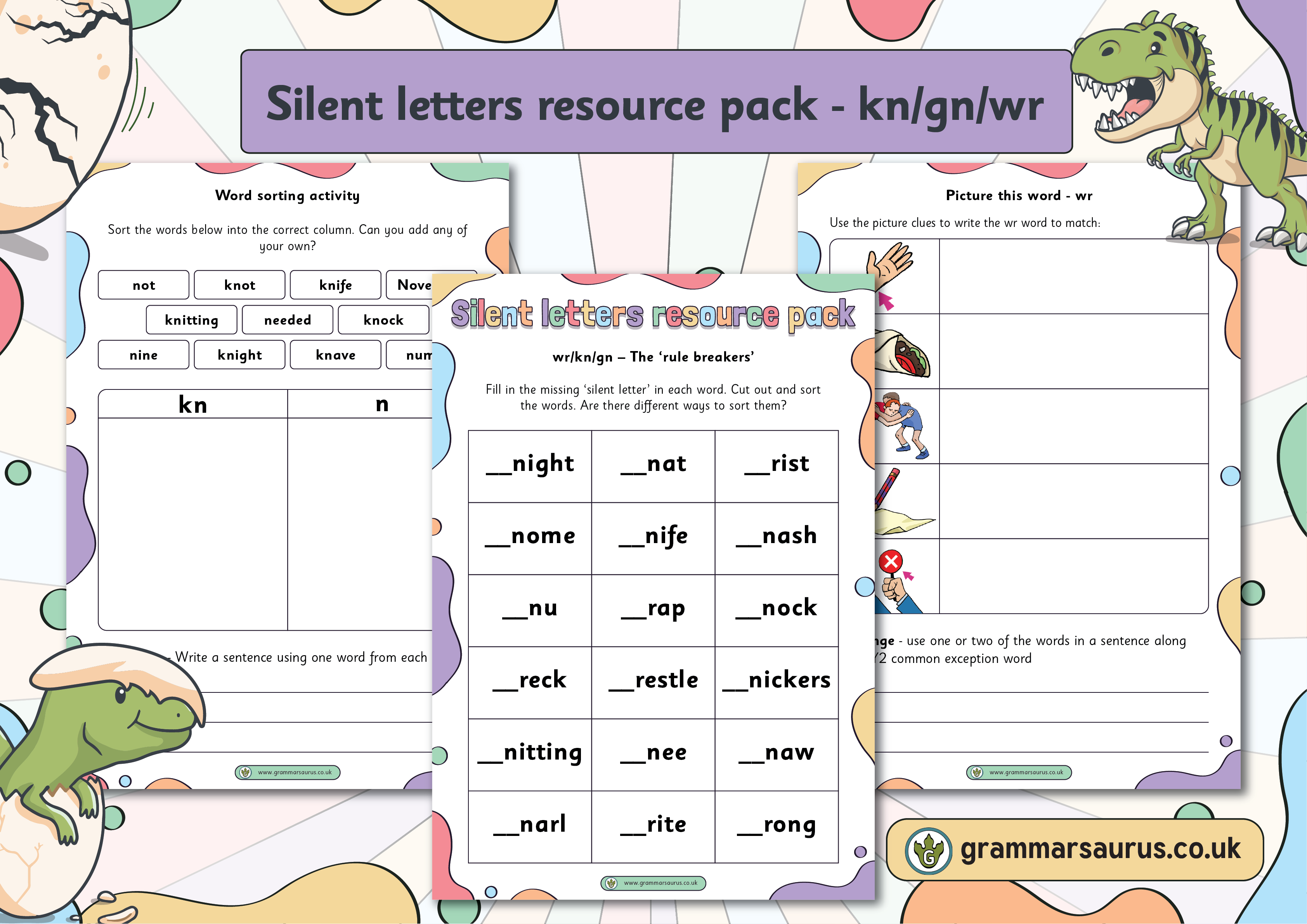 phonics-phase-6-silent-letters-resource-pack-kn-gn-wr-grammarsaurus