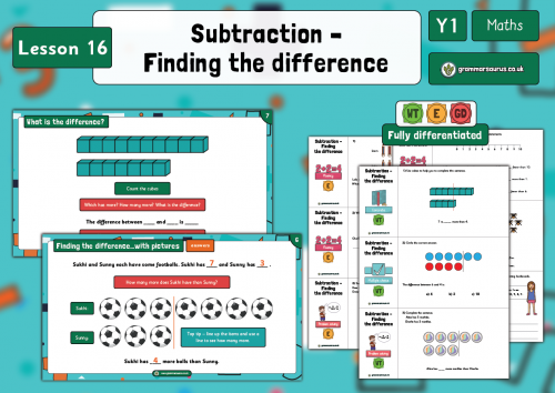 Year 1 Addition and Subtraction (within 10) - Finding the difference ...