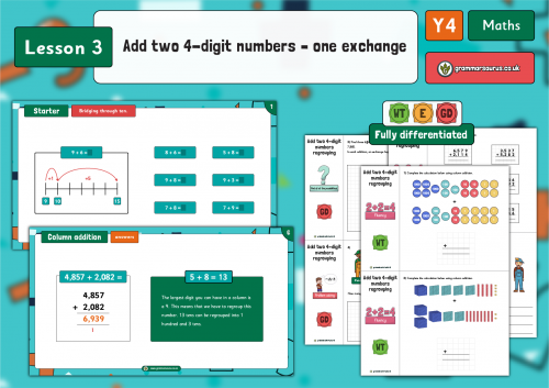 Year 4 Addition and Subtraction - Add two 4-digit numbers - one ...