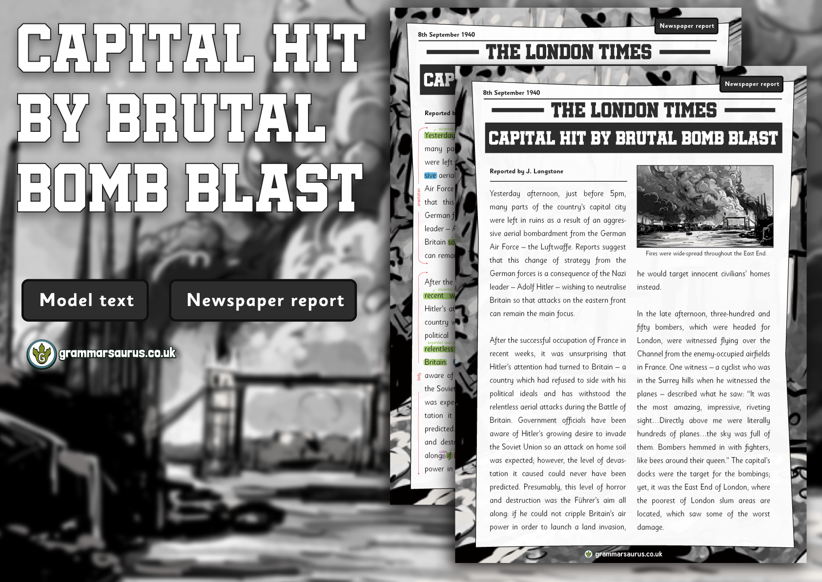 Year 6 Model Text Newspaper Report Capital Hit By Brutal Bomb Blast P6 Grade 5 5th Class Grammarsaurus