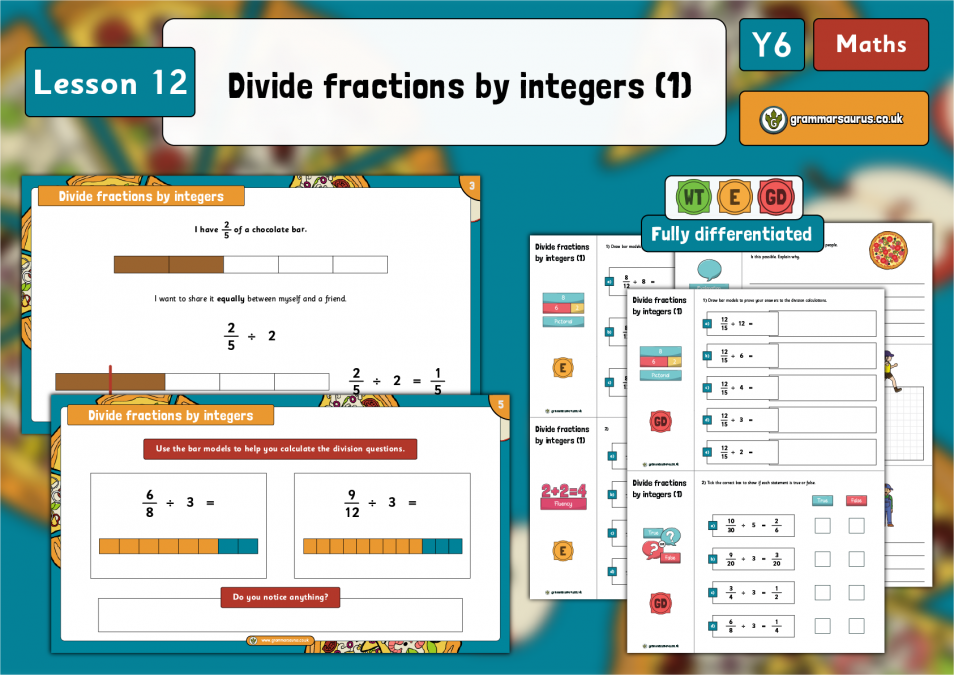 Year 6 Fractions - Divide Fractions By Integers (1) - Lesson 12 ...