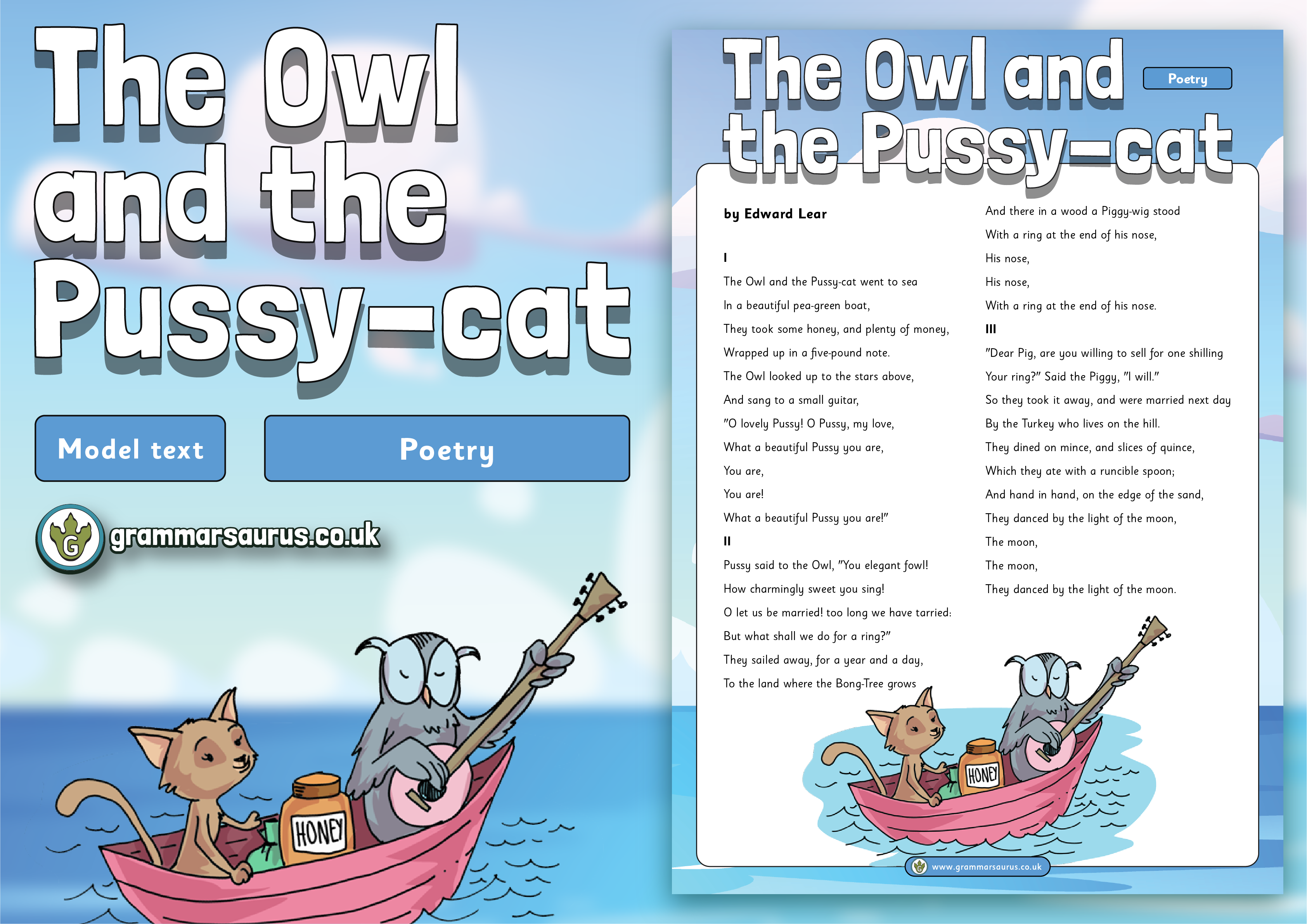 Year 3 Model Text - Poetry - The Owl and the Pussy-cat ( gbsct P3 ...