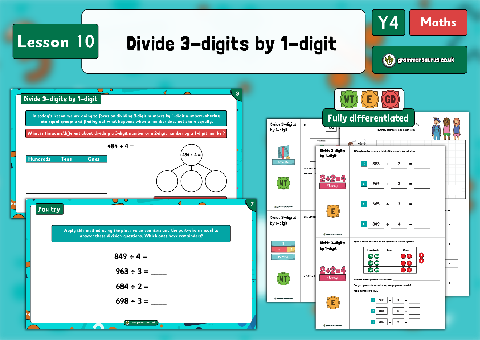 Year 4 Multiplication And Division Part 2 Dividing 3 digits By 1 