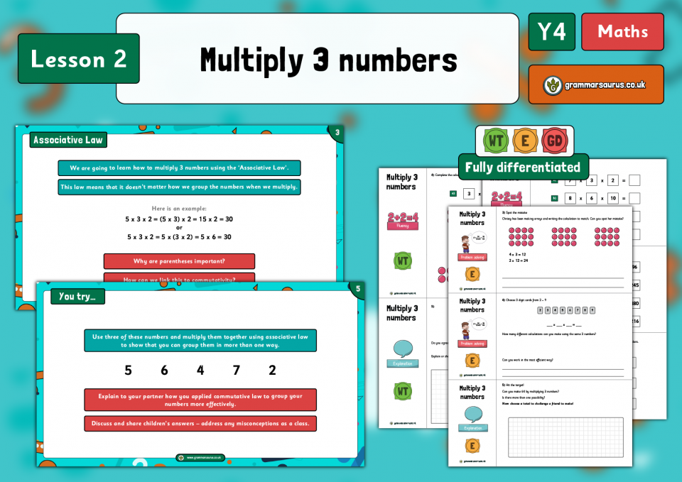 Year 4 - Multiplication and Division Part 2 - Multiply 3 numbers ...