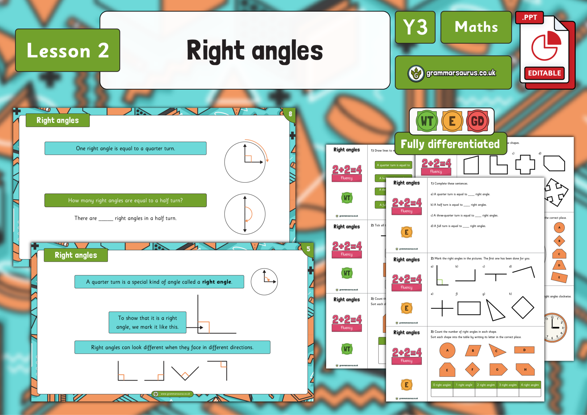 Year 3 Shape – Right angles – Lesson 2 - Grammarsaurus